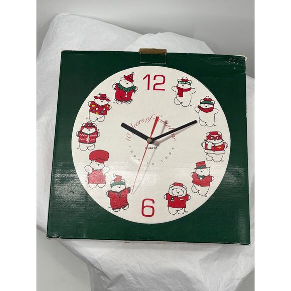 SantaBear 1994 10 Year Commemorative Ceramic Clock - Picture 1 of 8